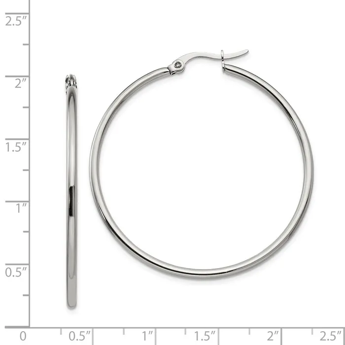 Earrings Stainless Steel Polished Hoop Earrings TreasureFineJewelers