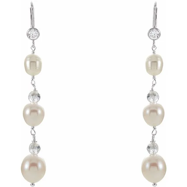 Earrings Sterling Silver Freshwater Pearl Crystal Earrings TreasureFineJewelers