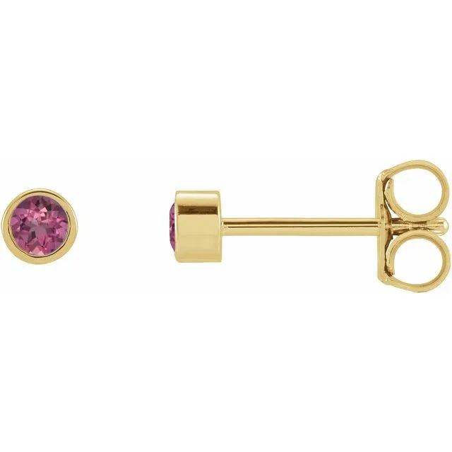 Earrings TreasureFineJewelers 14K Yellow Gold 25 mm Round Natural Pink Tourmaline Micro BezelSet Earrings Earrings TreasureFineJewelers 14K Yellow Gold 25 mm Round Natural Pink Tourmaline Micro BezelSet Earrings