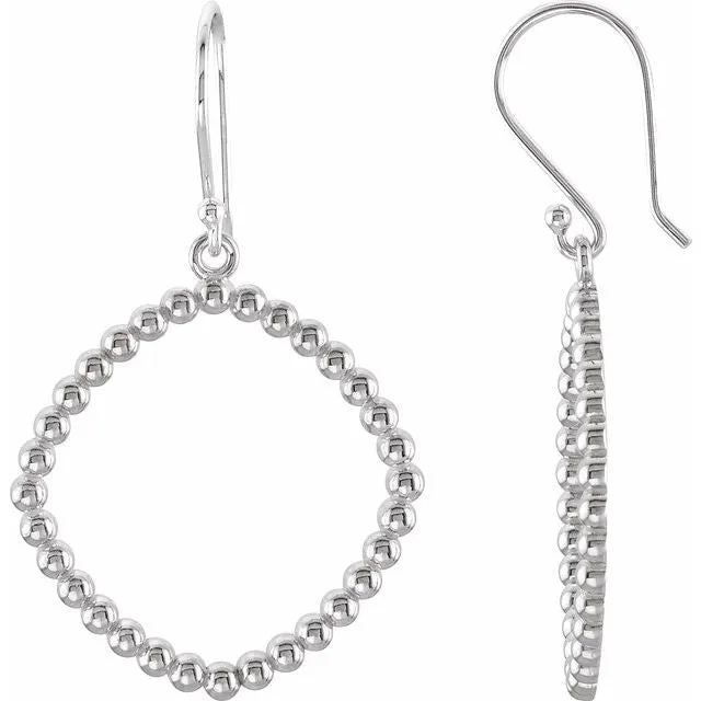 Earrings TreasureFineJewelers Sterling Silver 215x215 mm Square Beaded Earrings Earrings TreasureFineJewelers Sterling Silver 215x215 mm Square Beaded Earrings