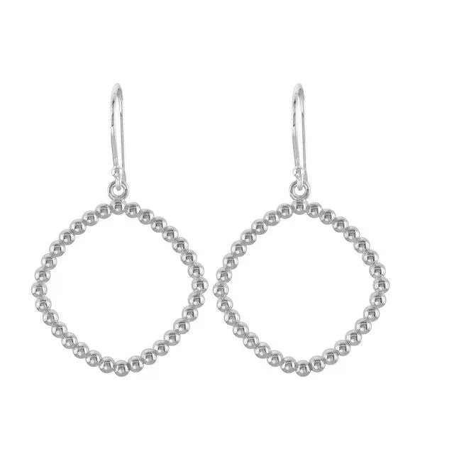Earrings TreasureFineJewelers Sterling Silver 215x215 mm Square Beaded Earrings