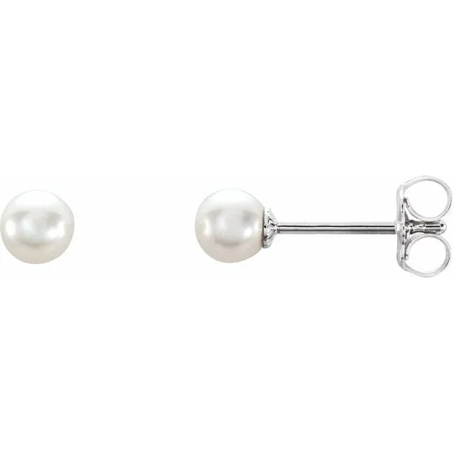 Earrings TreasureFineJewelers Sterling Silver 445 mm Freshwater Cultured Pearl Earrings Earrings TreasureFineJewelers Sterling Silver 445 mm Freshwater Cultured Pearl Earrings
