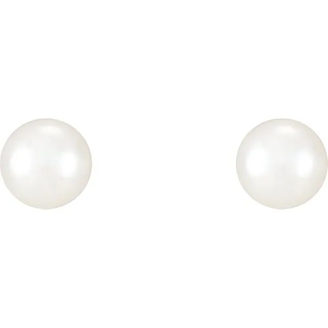 Earrings TreasureFineJewelers Sterling Silver 445 mm Freshwater Cultured Pearl Earrings