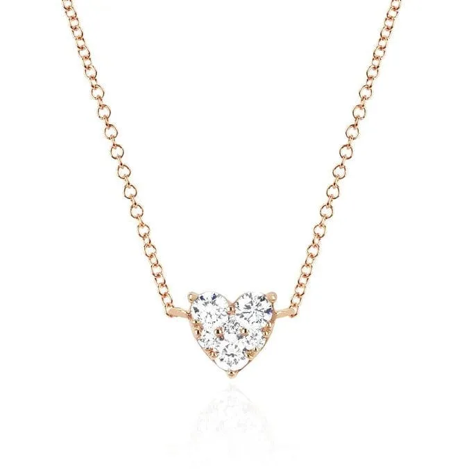 EF Collection Necklaces EF Collection Full Cut Diamond Heart Choker Necklace