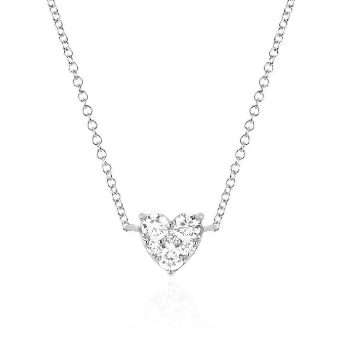 EF Collection Necklaces EF Collection Full Cut Diamond Heart Choker Necklace