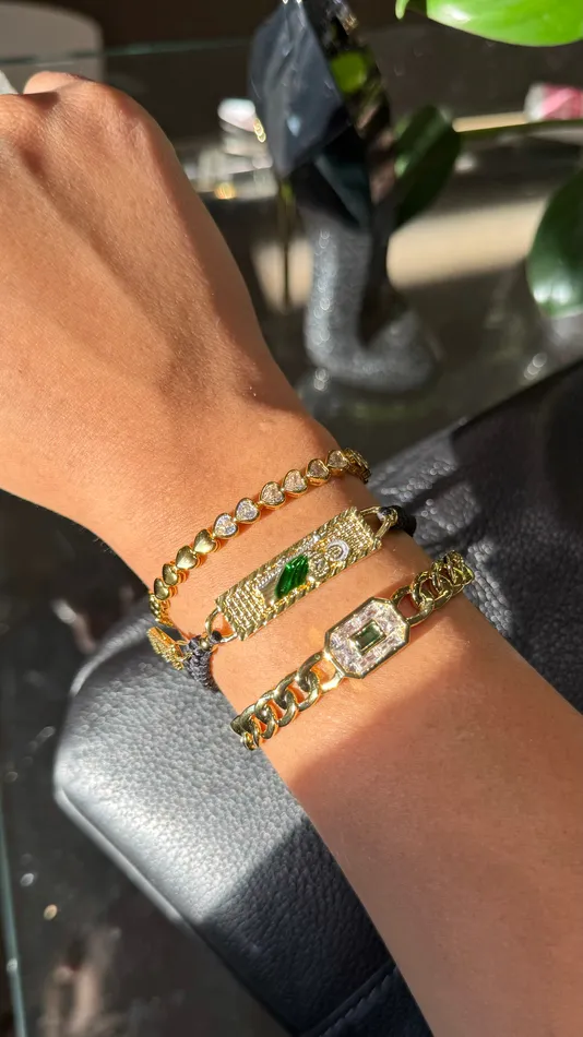 Gold Filled Emerald Cuban Bracelet MP Jewelry Bracelets
