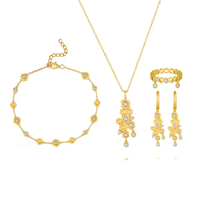 Honeycomb With Honey Ring Earrings Necklaces Bracelet Jewelry Sets Designed by Life With Mak Trendolla Jewelry Bracelets Honeycomb With Honey Ring Earrings Necklaces Bracelet Jewelry Sets Designed by Life With Mak Trendolla Jewelry Bracelets