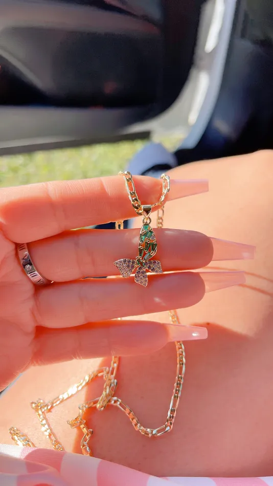 MP Jewelry Necklaces Emerald Figaro Butterfly Necklace