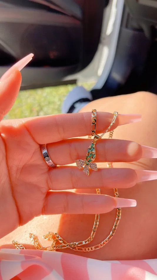MP Jewelry Necklaces Emerald Figaro Butterfly Necklace