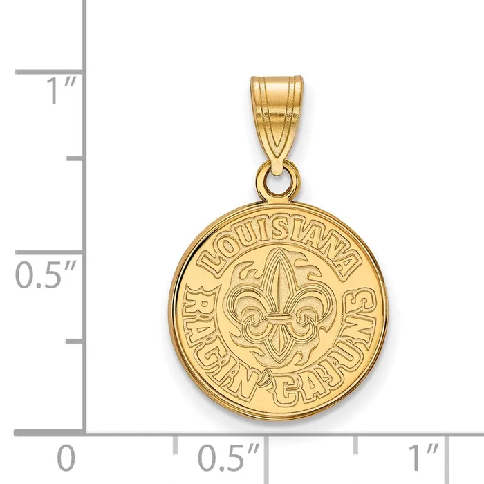 Necklaces 10K Yellow Gold University of Louisiana at Lafayette Medium Pendant TreasureFineJewelers
