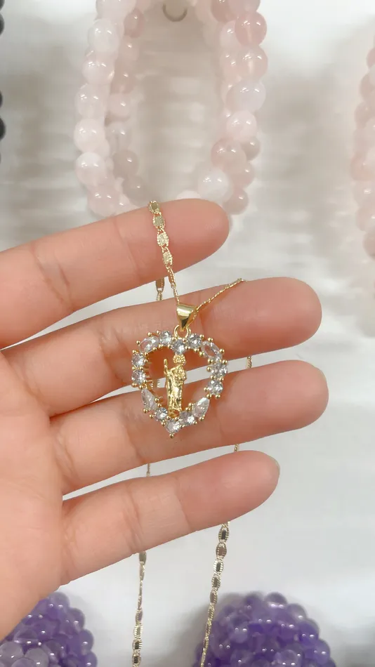 Necklaces Saint Jude Heart Paved Necklace MP Jewelry