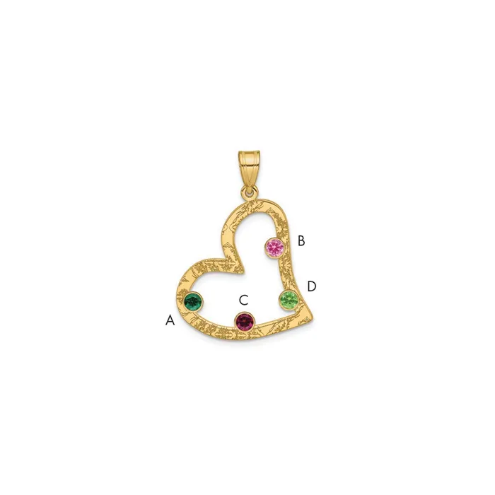 Necklaces Sterling SilverGoldplated 4 Birthstone Heart with SS Bezel Family Pendant TreasureFineJewelers Necklaces Sterling SilverGoldplated 4 Birthstone Heart with SS Bezel Family Pendant TreasureFineJewelers