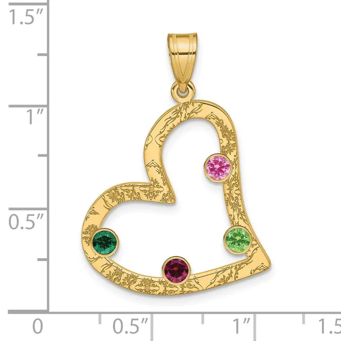 Necklaces Sterling SilverGoldplated 4 Birthstone Heart with SS Bezel Family Pendant TreasureFineJewelers