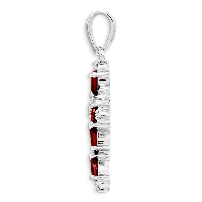 Necklaces Sterling Silver Rhodium Pear Garnet Cross Pendant TreasureFineJewelers