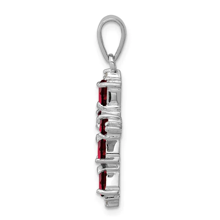 Necklaces Sterling Silver Rhodium Pear Garnet Cross Pendant TreasureFineJewelers
