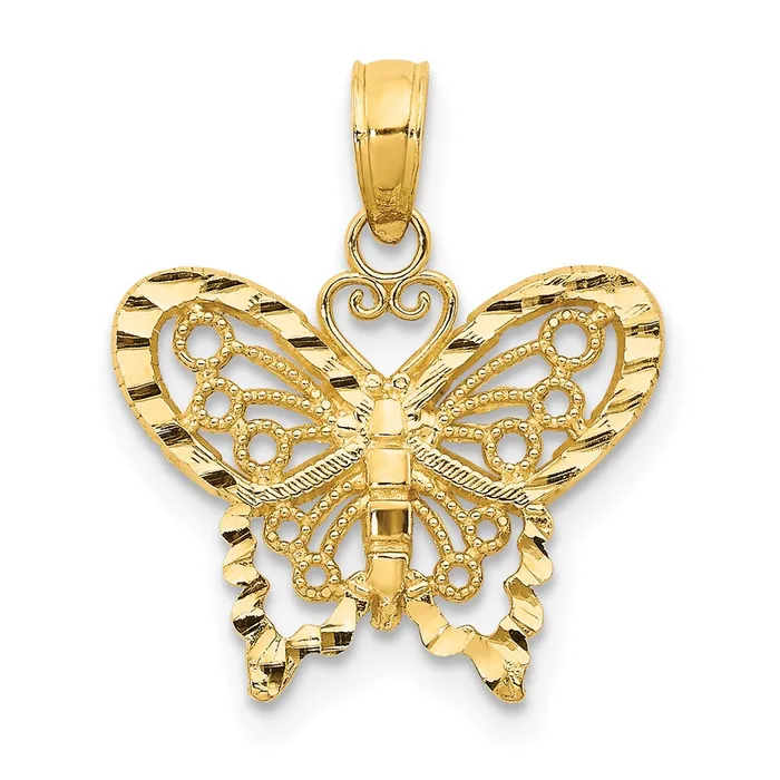 Necklaces TreasureFineJewelers 10K Diamondcut Butterfly Pendant