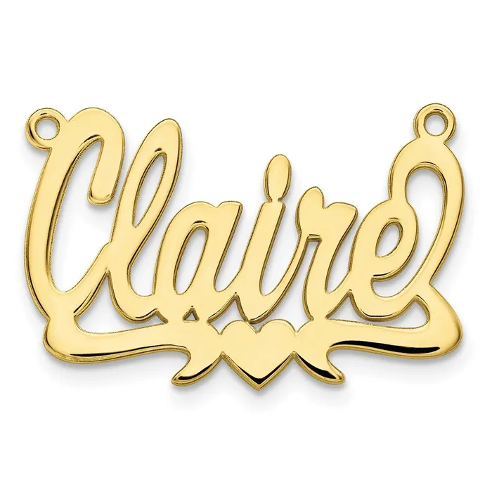 Necklaces TreasureFineJewelers 10K Polished Heart Name Plate