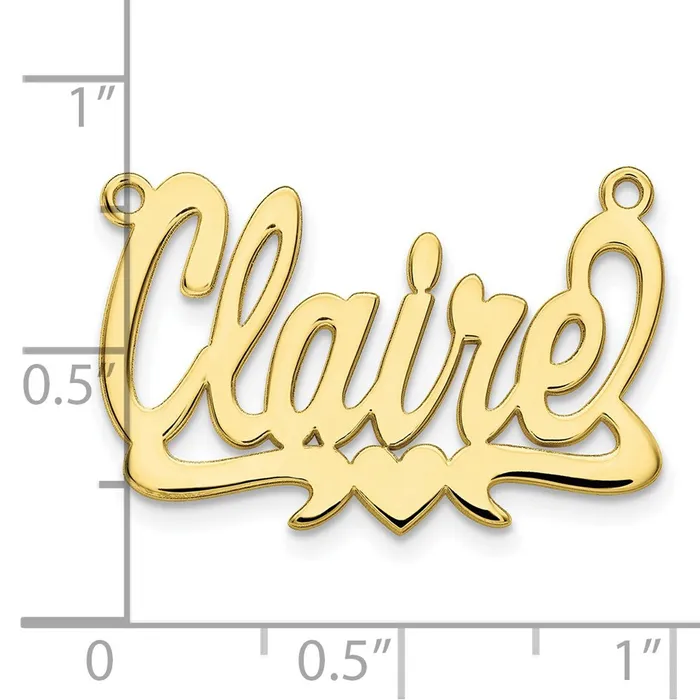 Necklaces TreasureFineJewelers 10K Polished Heart Name Plate