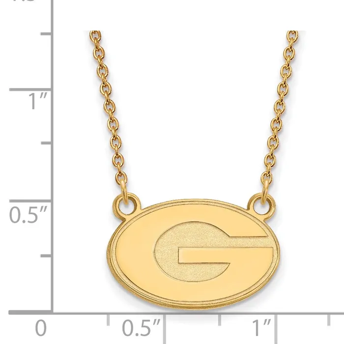 Necklaces TreasureFineJewelers 10K Yellow Gold University of Georgia Small Pendant with Necklace