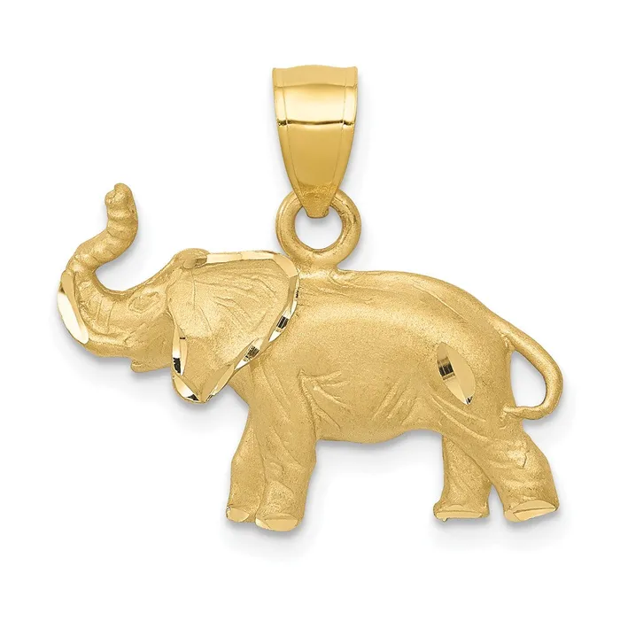 Necklaces TreasureFineJewelers 14K Diamondcut Elephant Pendant