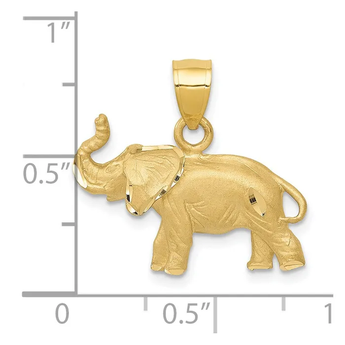 Necklaces TreasureFineJewelers 14K Diamondcut Elephant Pendant
