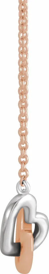 Necklaces TreasureFineJewelers 14K Rose GoldWhite Gold Interlocking Heart 16 Necklace