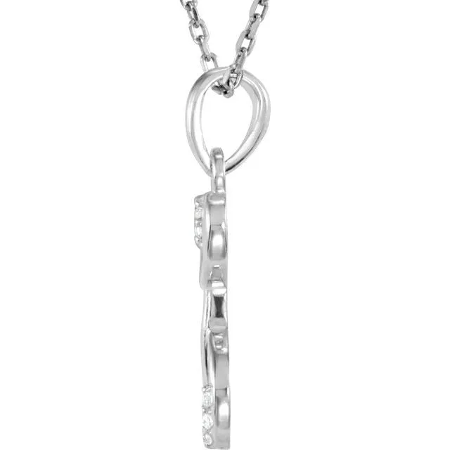 Necklaces TreasureFineJewelers 14K White Gold 025 CTW Diamond Initial M 18 Necklace
