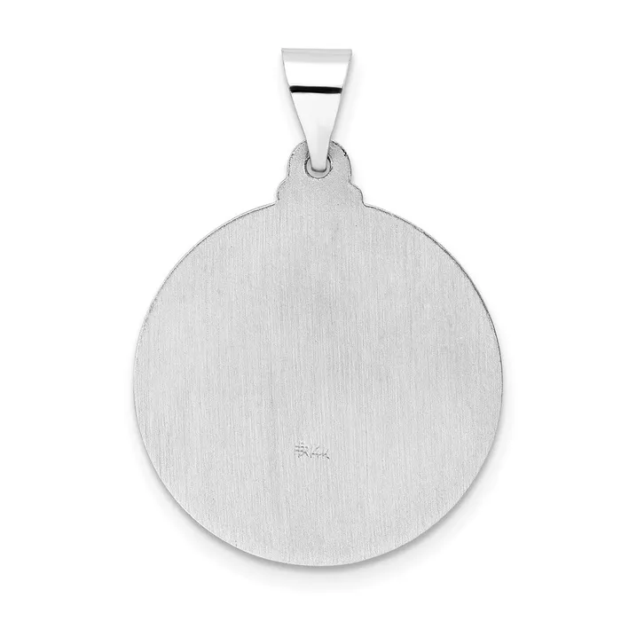 Necklaces TreasureFineJewelers 14k White Gold Polished and Satin Hollow Jesus Face Disc Pendant