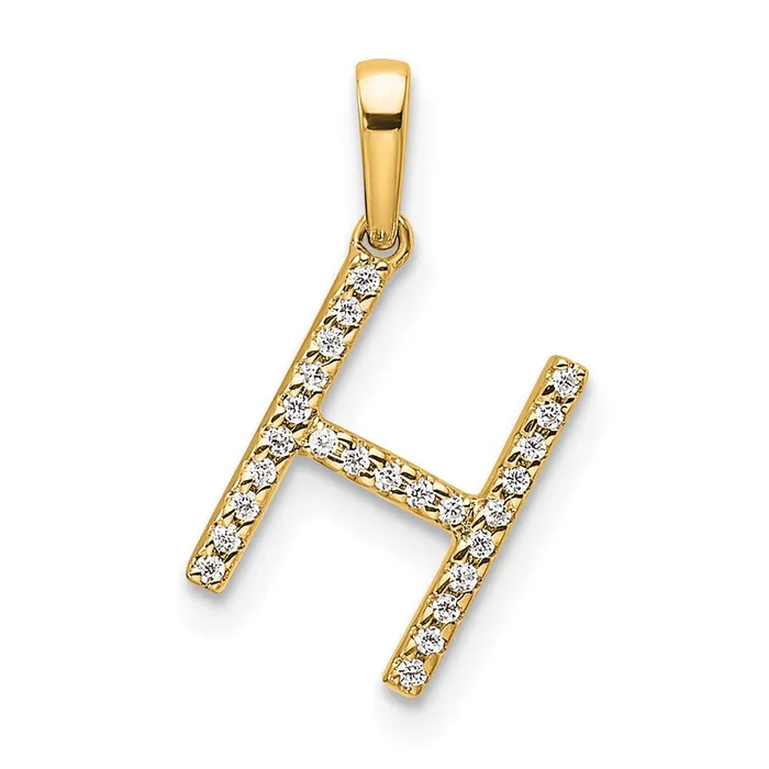 Necklaces TreasureFineJewelers 14k Yellow Gold Diamond Letter H Initial Pendant Necklaces TreasureFineJewelers 14k Yellow Gold Diamond Letter H Initial Pendant