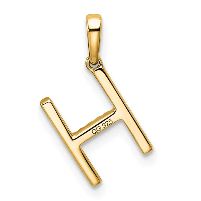 Necklaces TreasureFineJewelers 14k Yellow Gold Diamond Letter H Initial Pendant