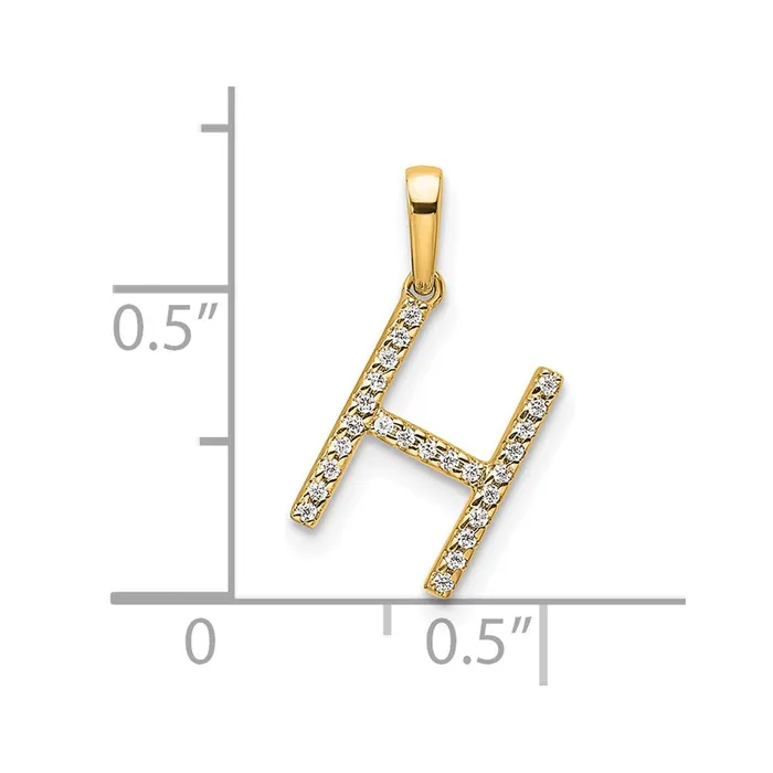 Necklaces TreasureFineJewelers 14k Yellow Gold Diamond Letter H Initial Pendant