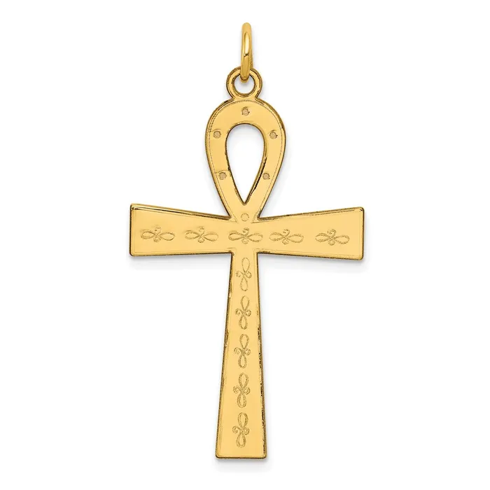 Necklaces TreasureFineJewelers 14k Yellow Gold Laser Designed Ankh Cross Pendant Necklaces TreasureFineJewelers 14k Yellow Gold Laser Designed Ankh Cross Pendant