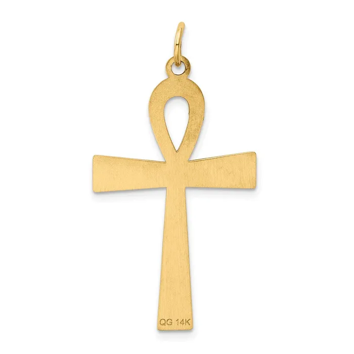 Necklaces TreasureFineJewelers 14k Yellow Gold Laser Designed Ankh Cross Pendant