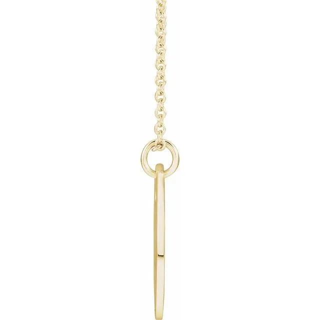 Necklaces TreasureFineJewelers 14K Yellow Gold Pierced Cross Disc 1618 Necklace