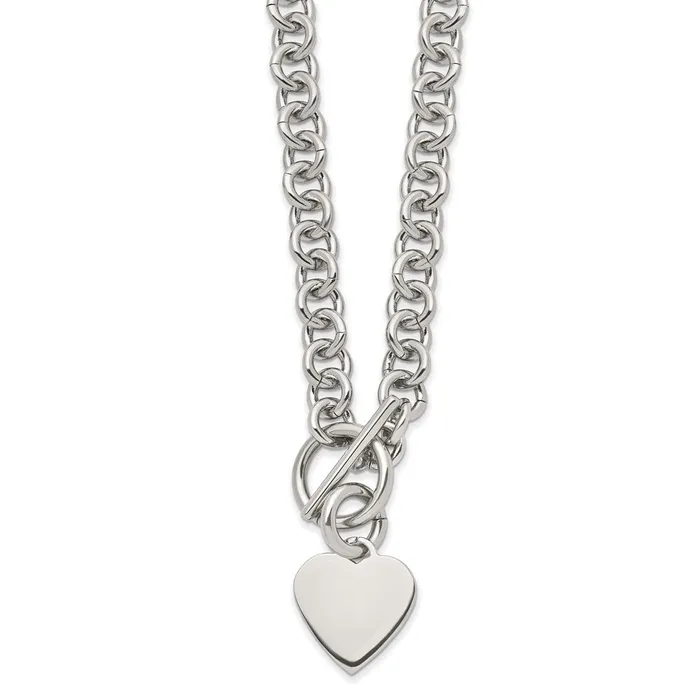 Necklaces TreasureFineJewelers Stainless Steel Polished Heart Toggle 18in Necklace Necklaces TreasureFineJewelers Stainless Steel Polished Heart Toggle 18in Necklace