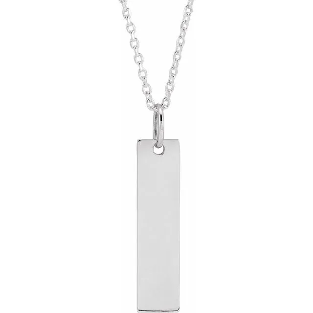 Necklaces TreasureFineJewelers Sterling Silver 20x5 mm Engravable Bar 1618 Necklace Necklaces TreasureFineJewelers Sterling Silver 20x5 mm Engravable Bar 1618 Necklace