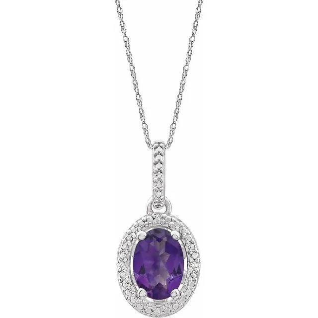 Necklaces TreasureFineJewelers Sterling Silver Amethyst 01 CTW Diamond 18 Necklace Necklaces TreasureFineJewelers Sterling Silver Amethyst 01 CTW Diamond 18 Necklace
