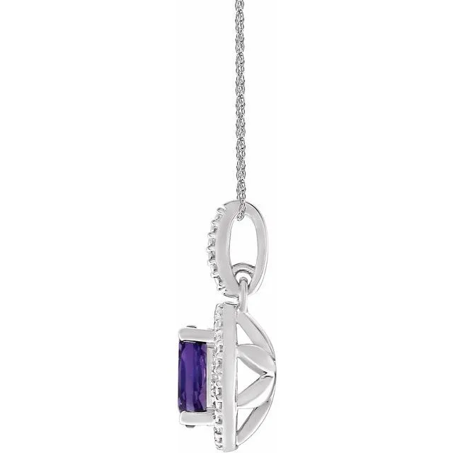 Necklaces TreasureFineJewelers Sterling Silver Amethyst 01 CTW Diamond 18 Necklace