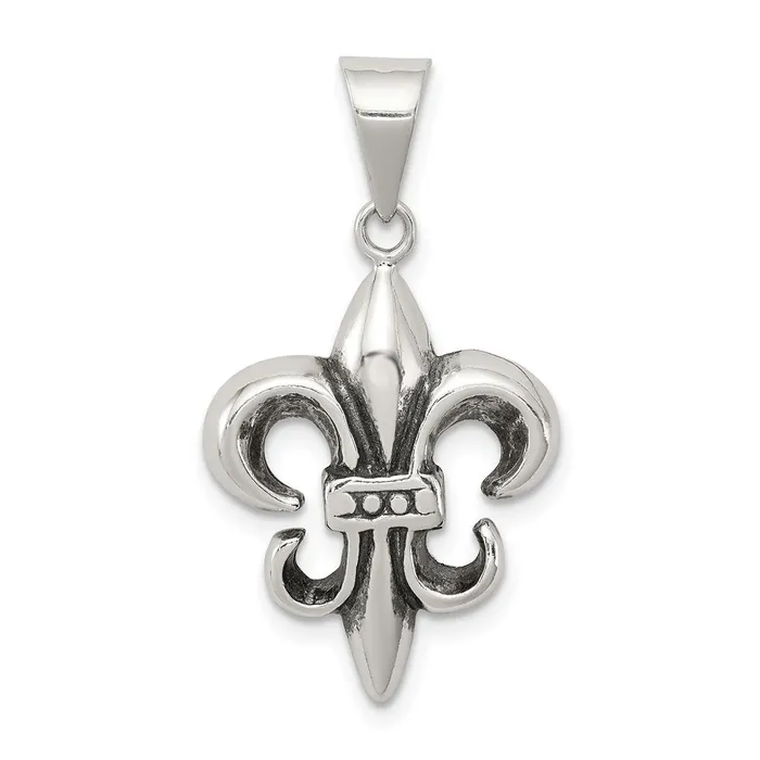 Necklaces TreasureFineJewelers Sterling Silver Antiqued Fleur De lis Pendant Necklaces TreasureFineJewelers Sterling Silver Antiqued Fleur De lis Pendant