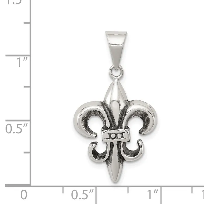 Necklaces TreasureFineJewelers Sterling Silver Antiqued Fleur De lis Pendant