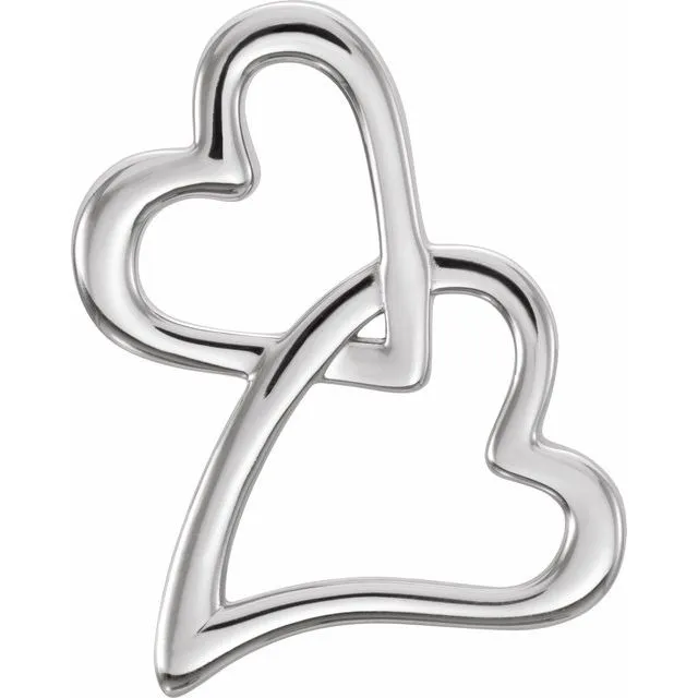 Necklaces TreasureFineJewelers Sterling Silver Double Heart Slide Pendant