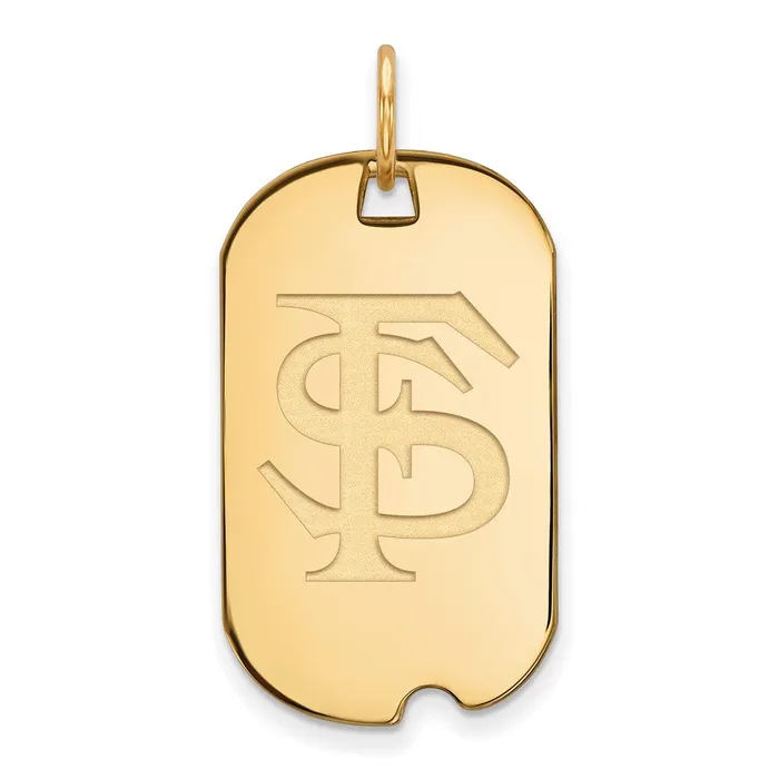 Necklaces TreasureFineJewelers Sterling Silver Goldplated Florida State University FS Small Dog Tag Pendant Necklaces TreasureFineJewelers Sterling Silver Goldplated Florida State University FS Small Dog Tag Pendant