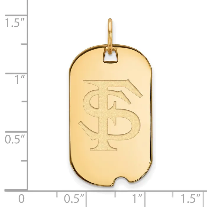 Necklaces TreasureFineJewelers Sterling Silver Goldplated Florida State University FS Small Dog Tag Pendant