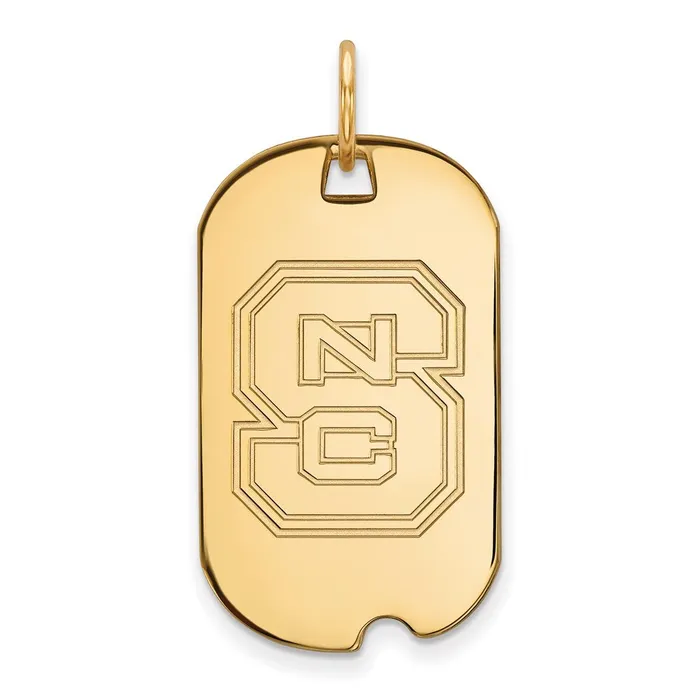 Necklaces TreasureFineJewelers Sterling Silver Goldplated North Carolina State University NCS Small Dog Tag Pendant Necklaces TreasureFineJewelers Sterling Silver Goldplated North Carolina State University NCS Small Dog Tag Pendant