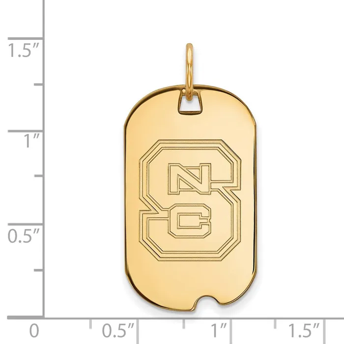 Necklaces TreasureFineJewelers Sterling Silver Goldplated North Carolina State University NCS Small Dog Tag Pendant