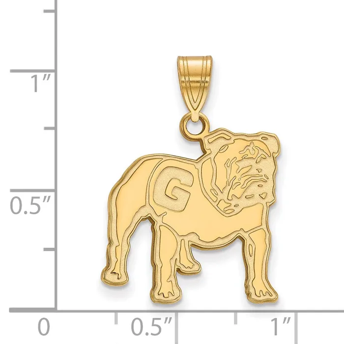 Necklaces TreasureFineJewelers Sterling Silver Goldplated University of Georgia Bulldog Large Pendant