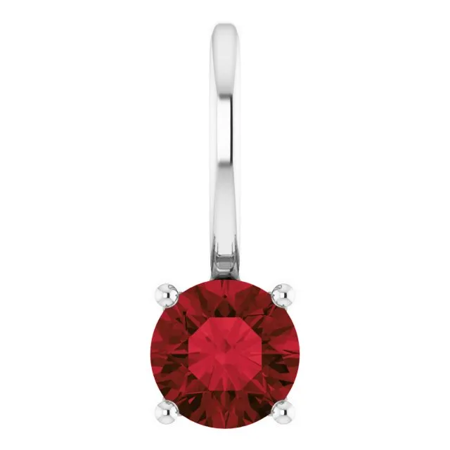 Necklaces TreasureFineJewelers Sterling Silver Imitation Mozambique Garnet Solitaire CharmPendant