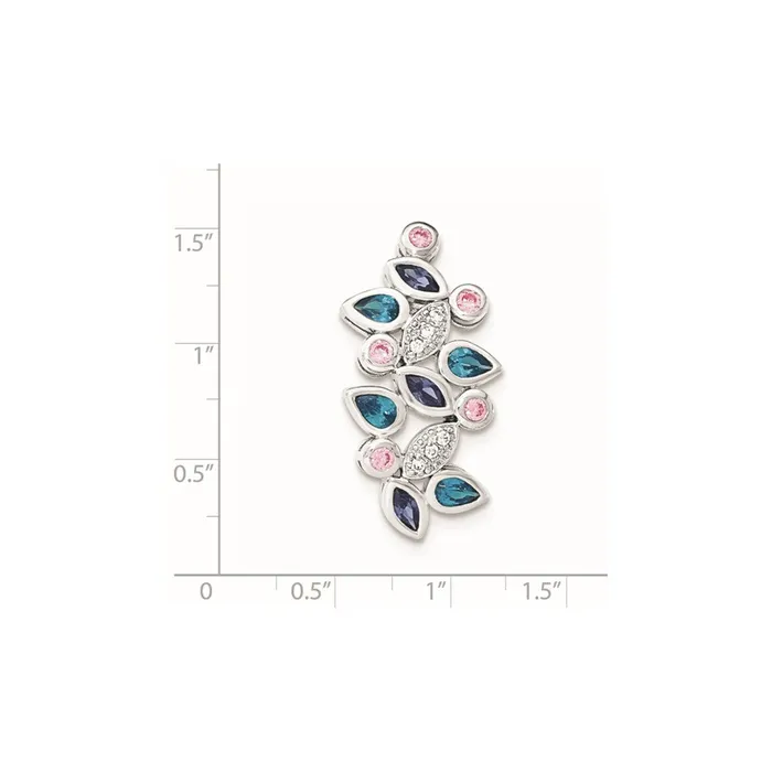 Necklaces TreasureFineJewelers Sterling Silver Pink Blue CZ Slide Pendant