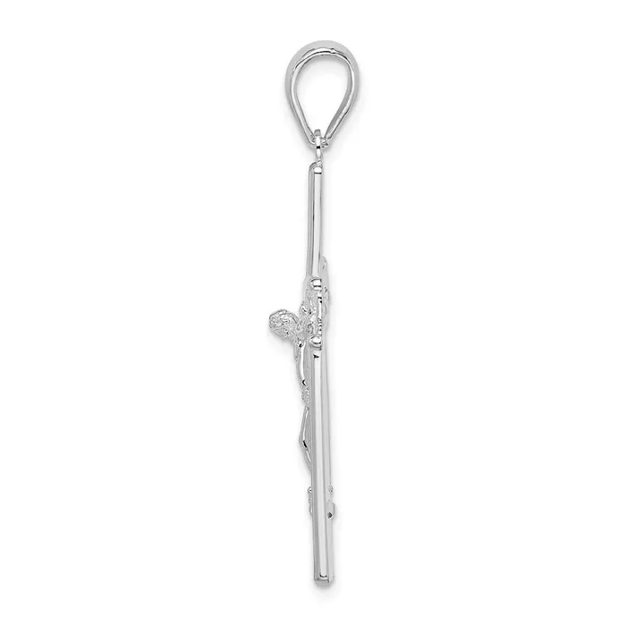 Necklaces TreasureFineJewelers Sterling Silver Polished and Satin Crucifix Cross Pendant