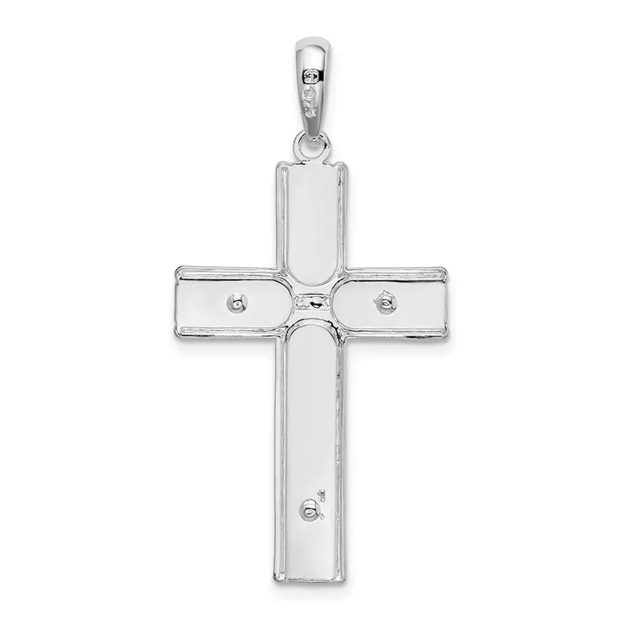 Necklaces TreasureFineJewelers Sterling Silver Polished and Satin Crucifix Cross Pendant